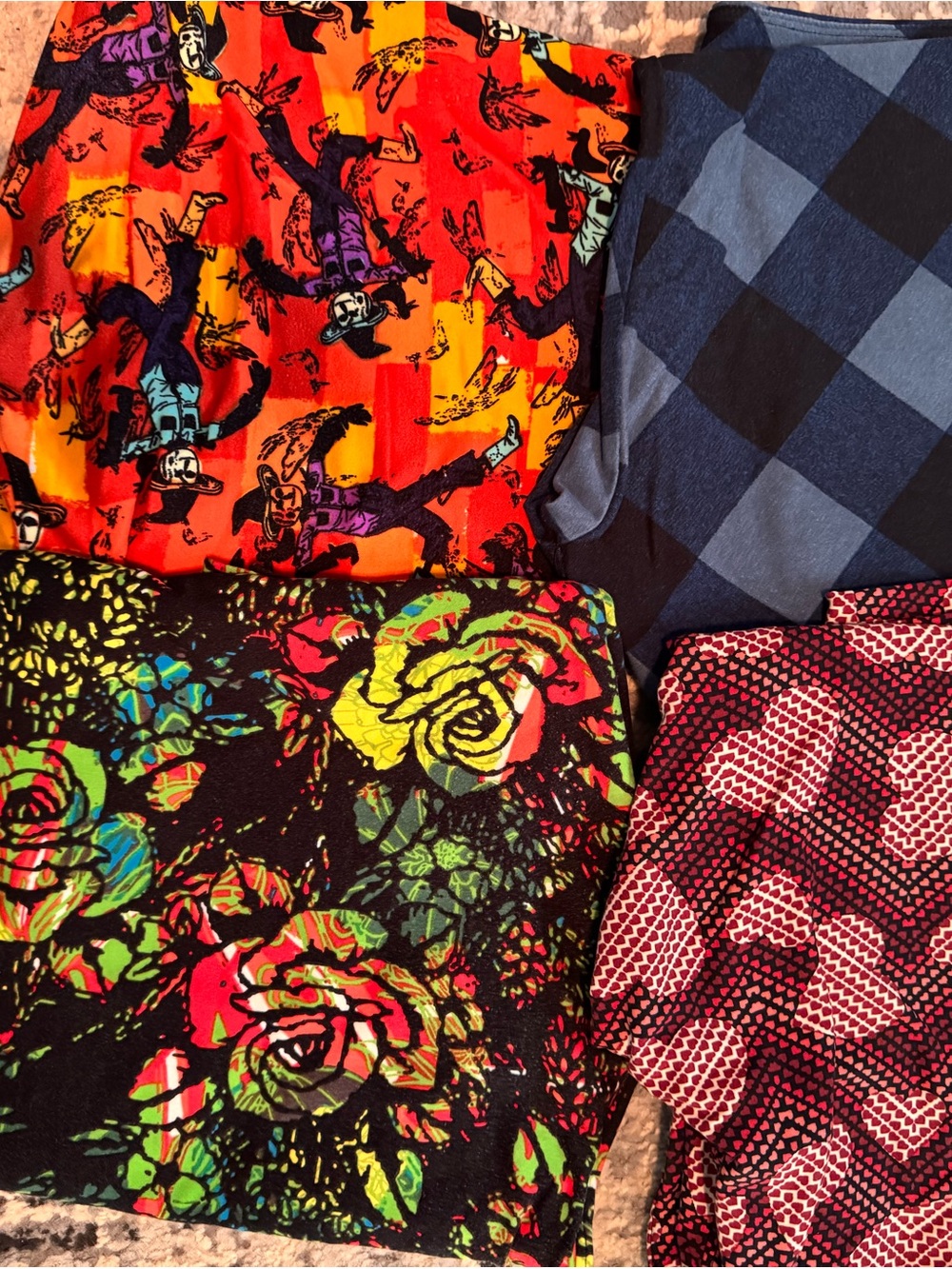 Colorful Patterned Leggings Bundle - Floral, Hearts, Checkered & Novelty Prints